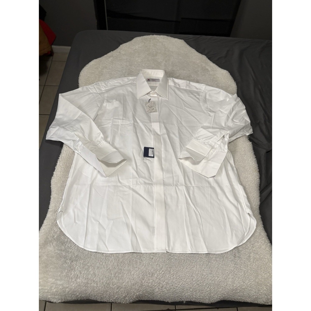 New Turnbull & Asser Men's White Button Down Dress Shirt Casino Royal Sz 19 48cm